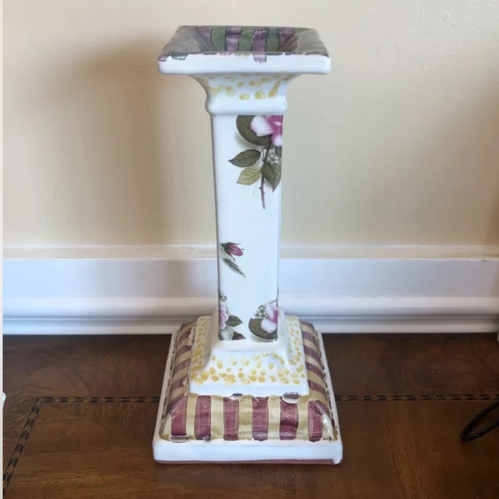 Mackenzie Childs Rose Floral Candlestick Holder